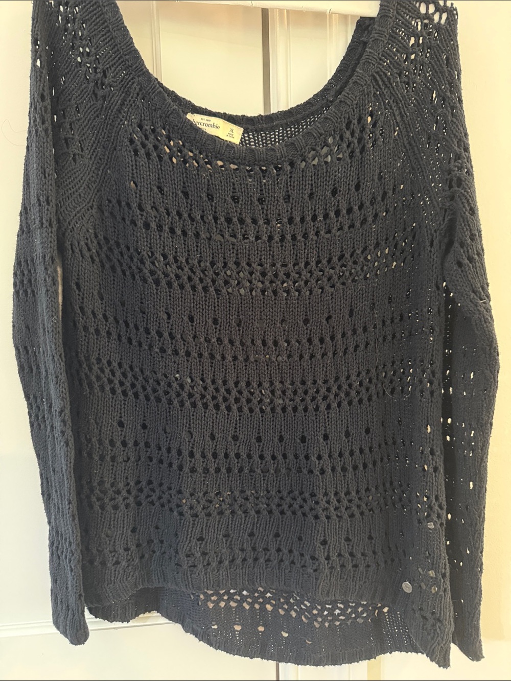 Abercrombie & Fitch Navy open-Weave Crewneck Sweater